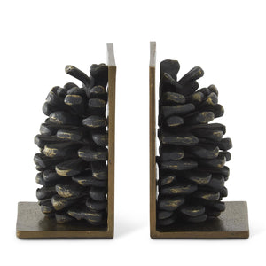 K&K Interiors - 5.5" Black & Pincecone Bookends