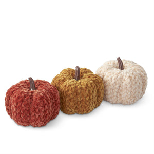K&K Interiors - Assorted Velvet Knit Pumpkins