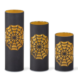 K&K Interiors -  Black & Gold Laser Engraved Spider Web Lantern
