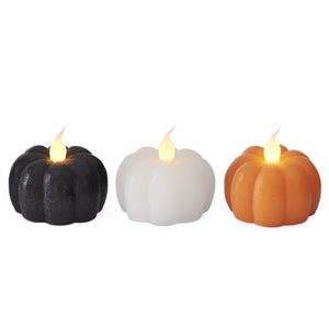 K&K Interiors - 2.5 Inch Wax Pumpkin LED Flicker Flame Candle