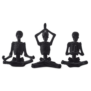 K&K Interiors - Black Velvet Yoga Skeletons (Assorted Styles) bok
