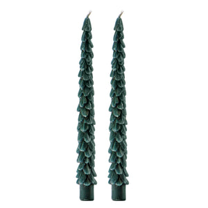 Sweet Water Decor - Green Tree Taper Candles - Set of 2