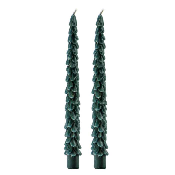 Sweet Water Decor - Green Tree Taper Candles - Set of 2