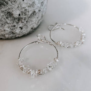 Derive Jewelry - Everly Herkimer Diamond and Pearl Hoop Earrings
