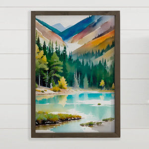 Hangout Home - Montana Lakescape Wood Framed Canvas