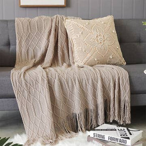 Fennco Styles - Rhombus Diamond Knit 50"X60" Throw Blankets