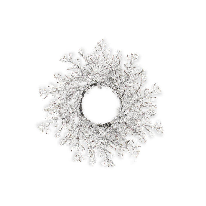 K&K Interiors - 12.25 Inch Iced Crystal Candle Ring