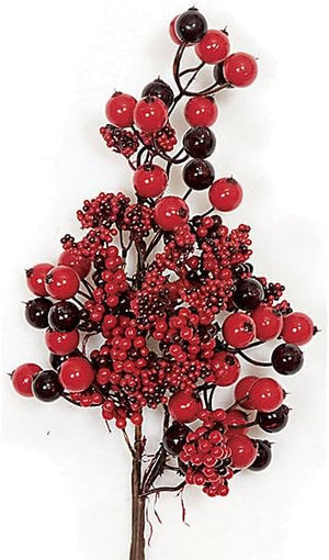 K&K Interiors - 30" Mini Red and Burgundy Berry Stem