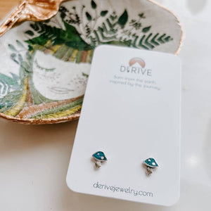 Derive Jewelry - Turquoise Inlay Mushroom Stud Earrings