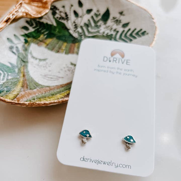 Derive Jewelry - Turquoise Inlay Mushroom Stud Earrings