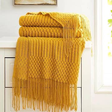 Fennco Styles - Waffle Stripe Knit 50"X60" Throw Blankets