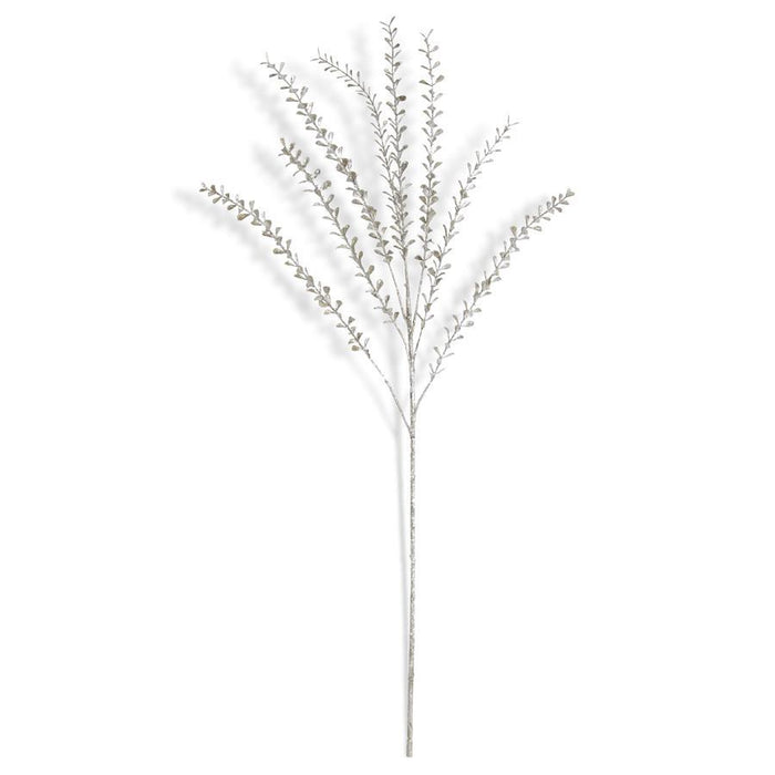 K&K Interiors - 31" Silver Glittered Stem w/ Mini Teardrop Leaves