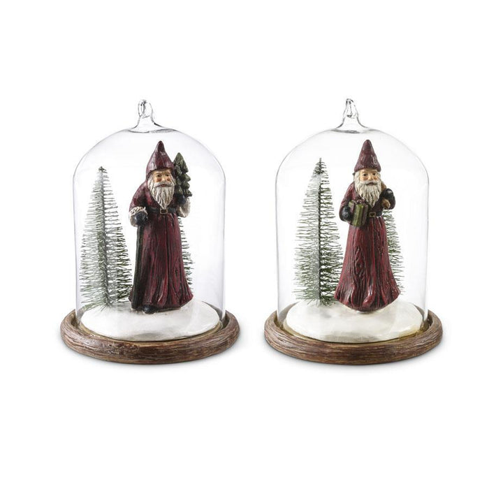 K&K Interiors - Glass Dome Ornaments with Santa Inside