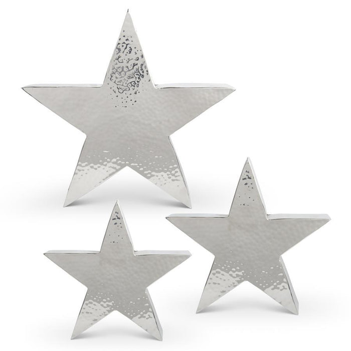 K&K Interiors - Polished Metal Hammered Tabletop Stars (Assorted Sizes)