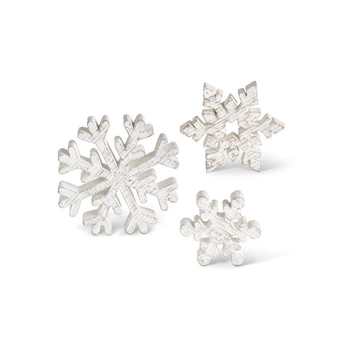 K&K Interiors - Small Wooden Whitewashed Snowflakes (Assorted)