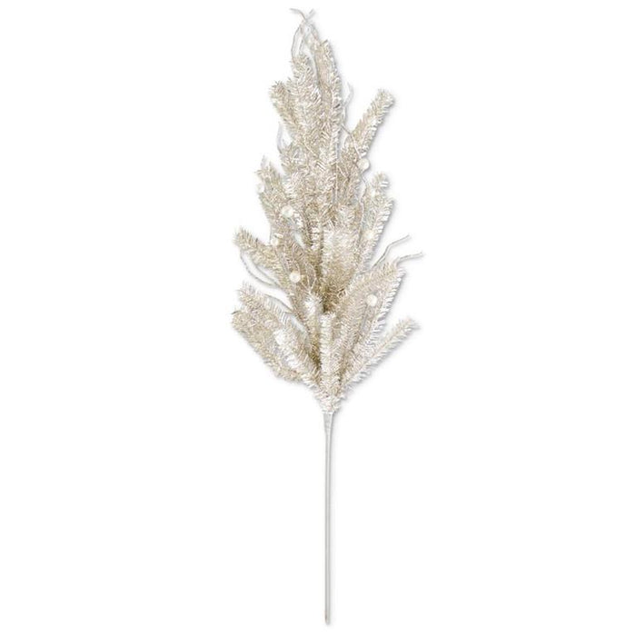 K&K Interiors - 34" Champagne Tinsel Twig and Pearl Stem