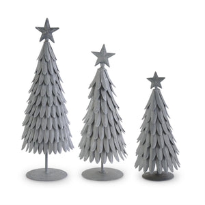 K&K Interiors - Gray Weathered Metal Trees w/ Star Tops (assorted sizes)