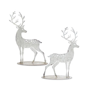 K&K Interiors - Laser Cut Galvanized Deer On Metal Base