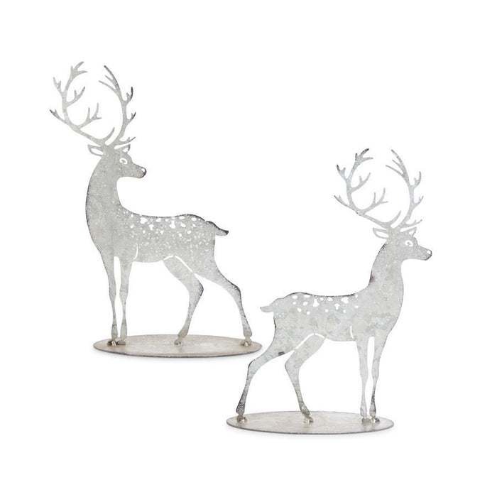 K&K Interiors - Laser Cut Galvanized Deer On Metal Base