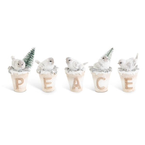 K&K Interiors - 3 Inch Glittered Resin PEACE w/Birds
