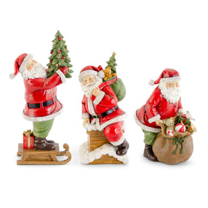 K&K Interiors - Glittered Resin Traditional Santas (Assorted)