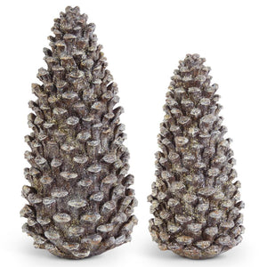 K&K Interiors - Glittered Brown Resin Standing Pinecone