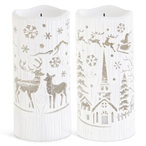 K&K Interiors - White Swirling Glitter Faux Candle (2 Styles)