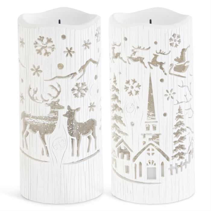 K&K Interiors - White Swirling Glitter Faux Candle (2 Styles)