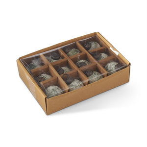 K&K Interiors - Box of 12 1" Dark Green & White Speckle Glass Ornaments