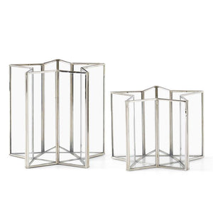 K&K Interiors - Glass Star Lanterns with Silver Trim