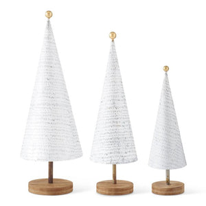 K&K Interiors - White Distressed Metal Trees on Wood Bases (assorted sizes)