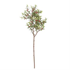 K&K Interiors - 27 Inch Green Holly Berry Branch w/ White Tips