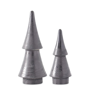 K&K Interiors - Carved Black Wood Christmas Trees (Assorted Sizes)