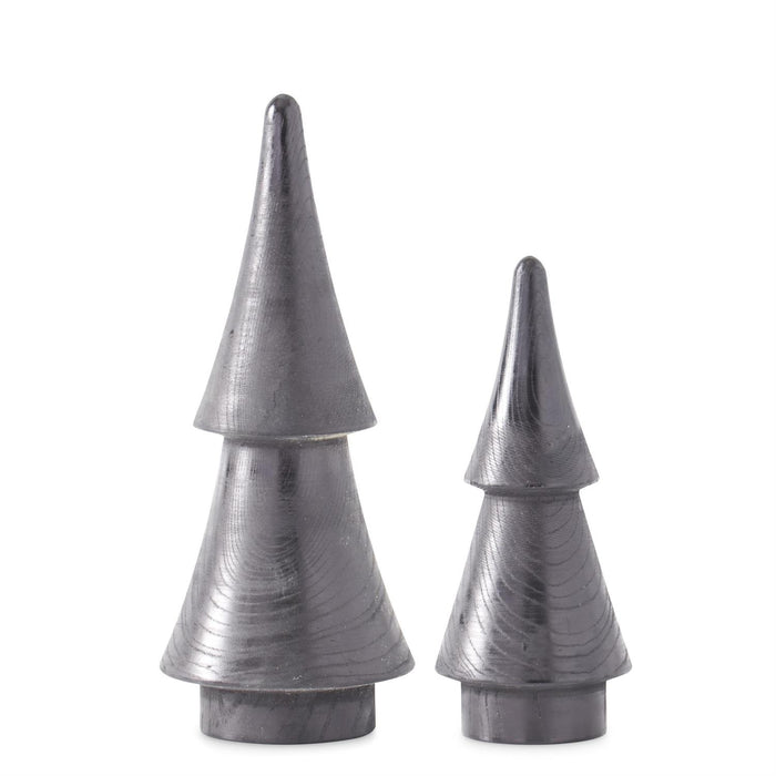 K&K Interiors - Carved Black Wood Christmas Trees (Assorted Sizes)