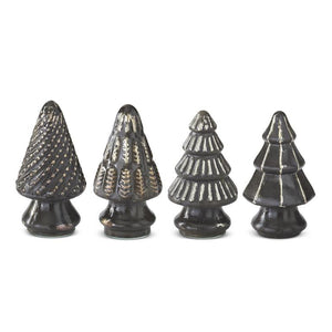 K&K Interiors - Mini Pewter Mercury Glass Christmas Trees (assorted design)