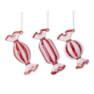 K&K Interiors - Assorted Red & White Glass Candy Ornaments