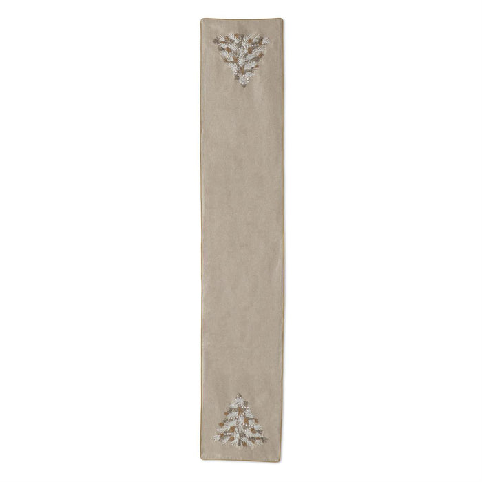 K&K Interiors - 70" Cotton Beaded Christmas Tree Table Runner Cotton Beaded Christmas Tree Table Runner