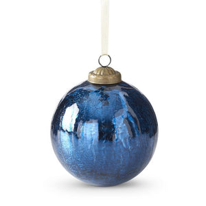 K&K Interiors - Mirrored Crackled Blue Glass Ornaments (assorted shapes)