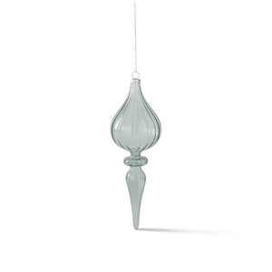 K&K Interiors - 8.75 Inch Transparent Sage Green Glass Finial