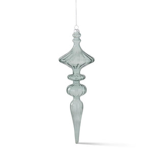 K&K Interiors - 11.5 Inch Transparent Sage Green Glass Finial