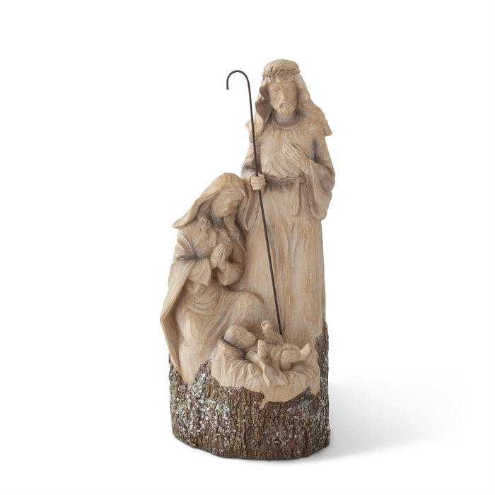 K&K Interiors - 14 Inch Resin Woodgrain LED Nativity w/Timer