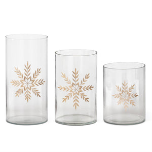 K&K Interiors - Clear Glass Etched Snowflake Containers