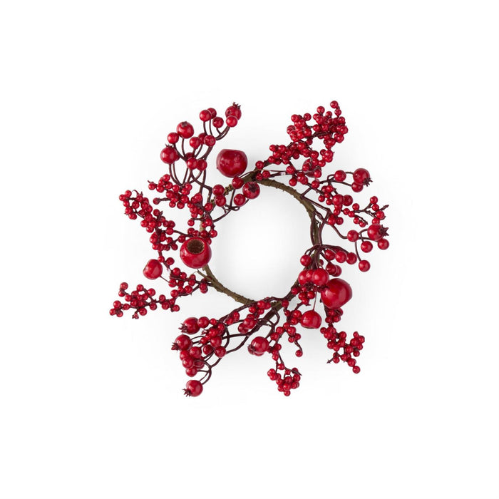 K&K Interiors - 11.5" Red Berry Candle Ring