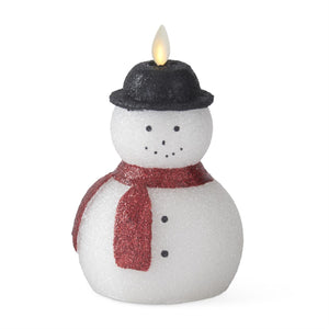 K&K Interiors - 6.75" White Glitter Snowman Luminara Candle