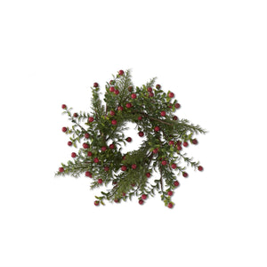K&K Interiors - 14" Red Berry Prickly Heath & Pine Candle Wreath