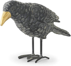 K&K Interiors - Black Resin Crows w/ Gold Beak and Metal Legs