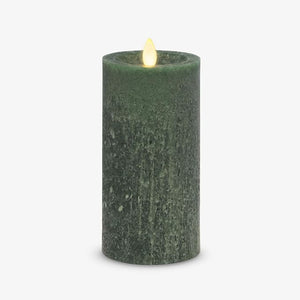 K&K Interiors - Assorted Green Seaglass Wax Indoor Pillar Luminara Candles