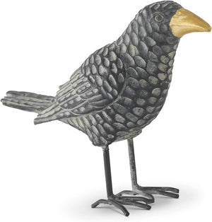 K&K Interiors - Black Resin Crows w/ Gold Beak and Metal Legs
