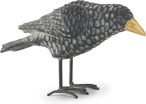 K&K Interiors - Black Resin Crows w/ Gold Beak and Metal Legs
