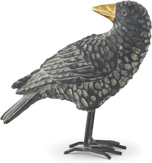 K&K Interiors - Black Resin Crows w/ Gold Beak and Metal Legs